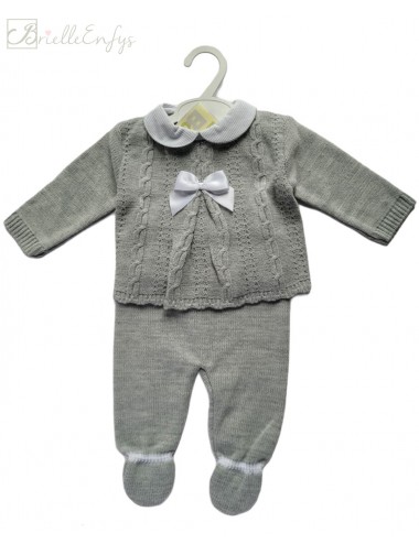 Grey Knit Cable Bow And...